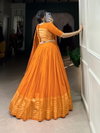 LNB1906 Pure Chanderi Plain With Zari Weaving Work Border Lehenga With Blouse Dupatta Wholesale In India